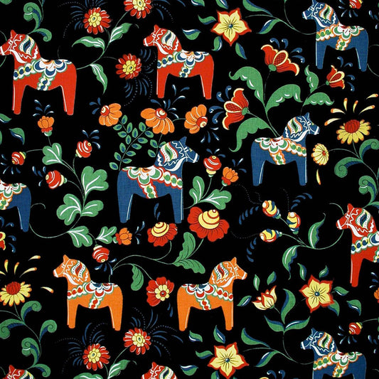 Arvidssons Textil Dalahäst Wachstuch Schwarz