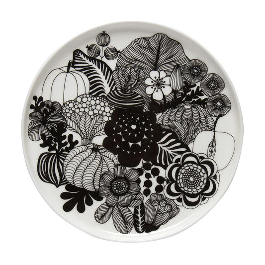 Marimekko Siirtolapuutarha plate Ø 20 cm black-white (Finland 100 years)