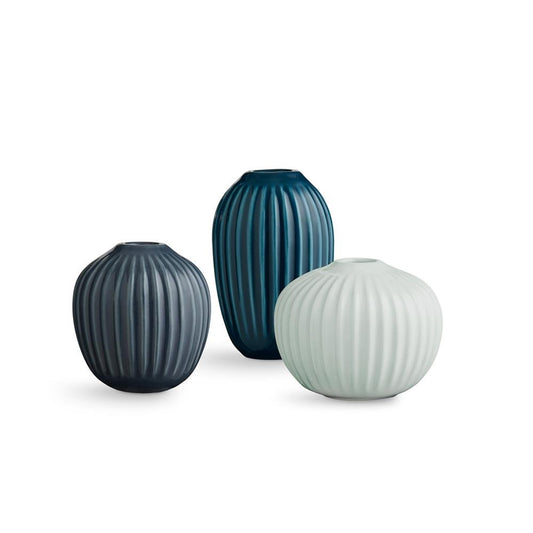 Kähler Hammershøi miniature vase set 3 pieces Mint green-blue-anthracite grey