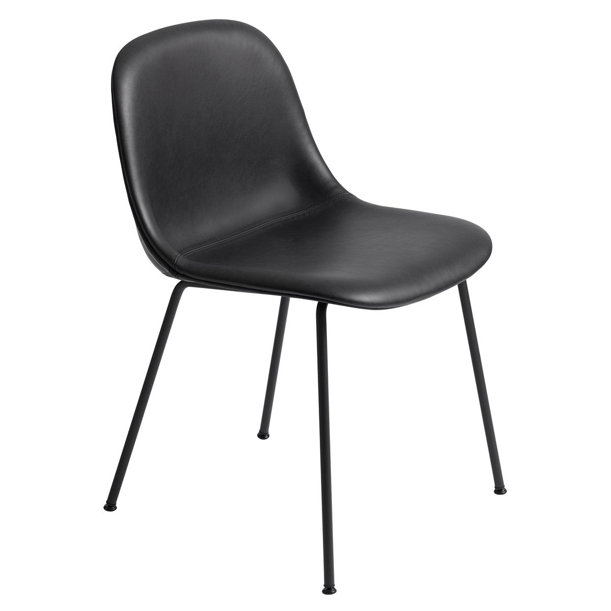 Muuto Fiber Side Chair with metal legs Refine leather black-Black