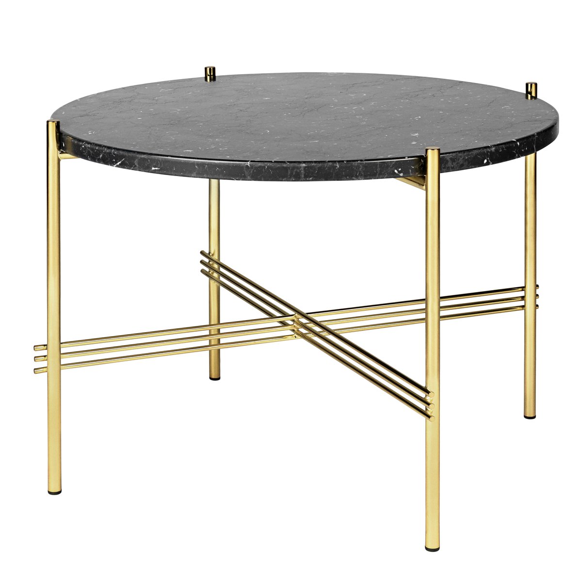 GUBI Ts sofa table brass legs O 55 Cm Black marble