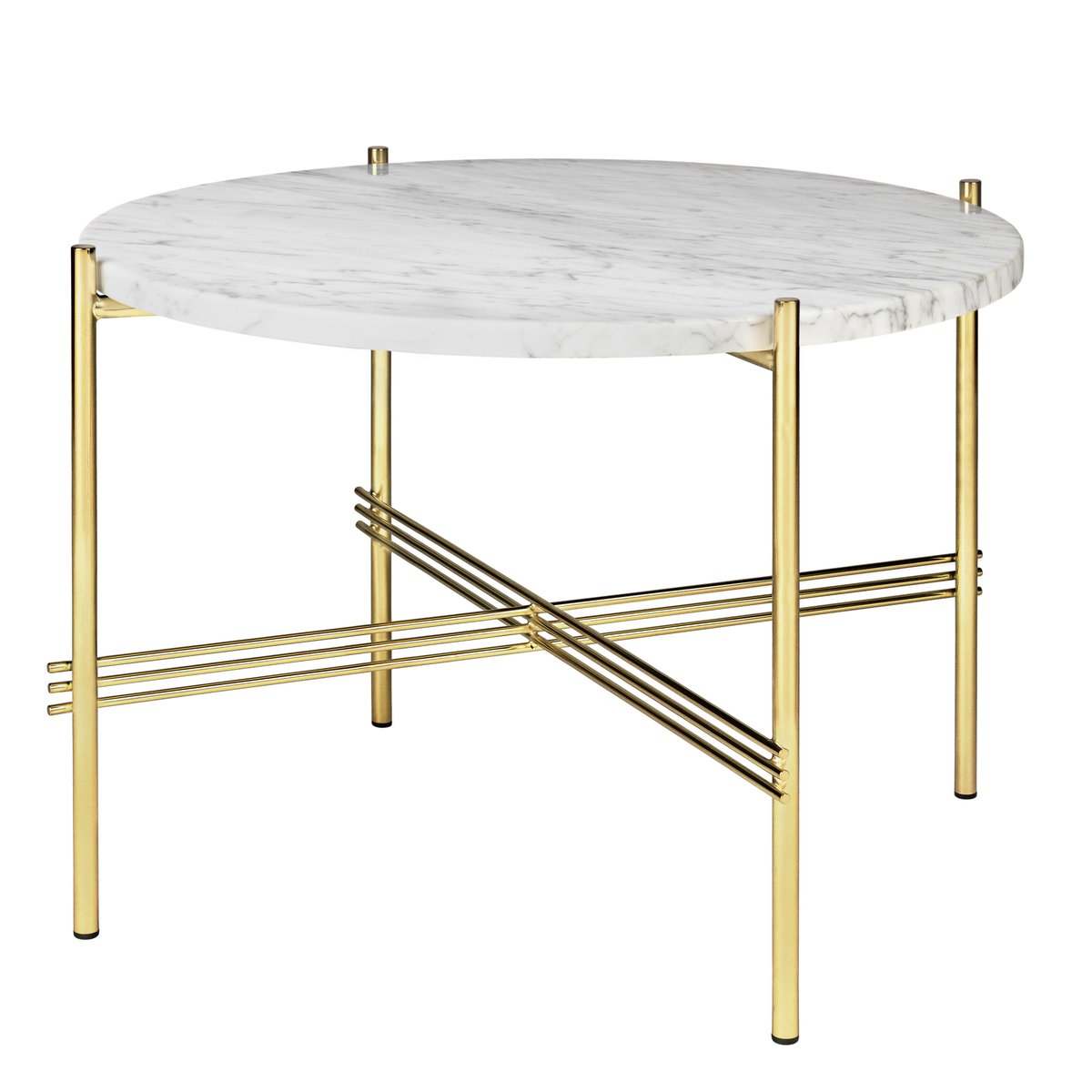 GUBI Ts sofa table brass legs O 55 Cm White marble