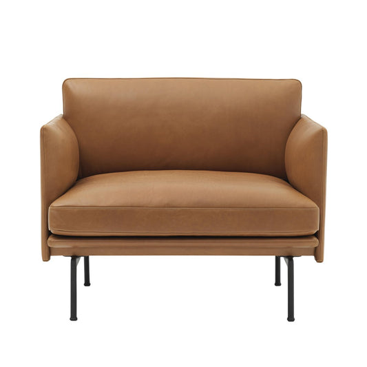 Muuto Outline stol svart bas Refine leather cognac-Black