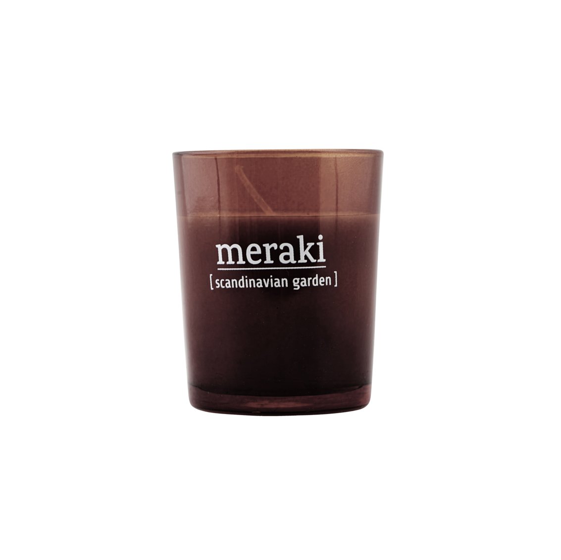 Meraki Meraki doftljus brunt glas 12 timmar Scandinavian garden