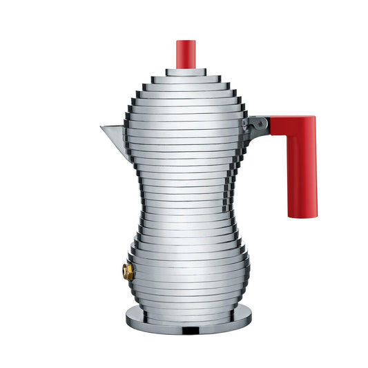 Alessi Pulcina Espressokocher 3 Kupfer Roter Henkel