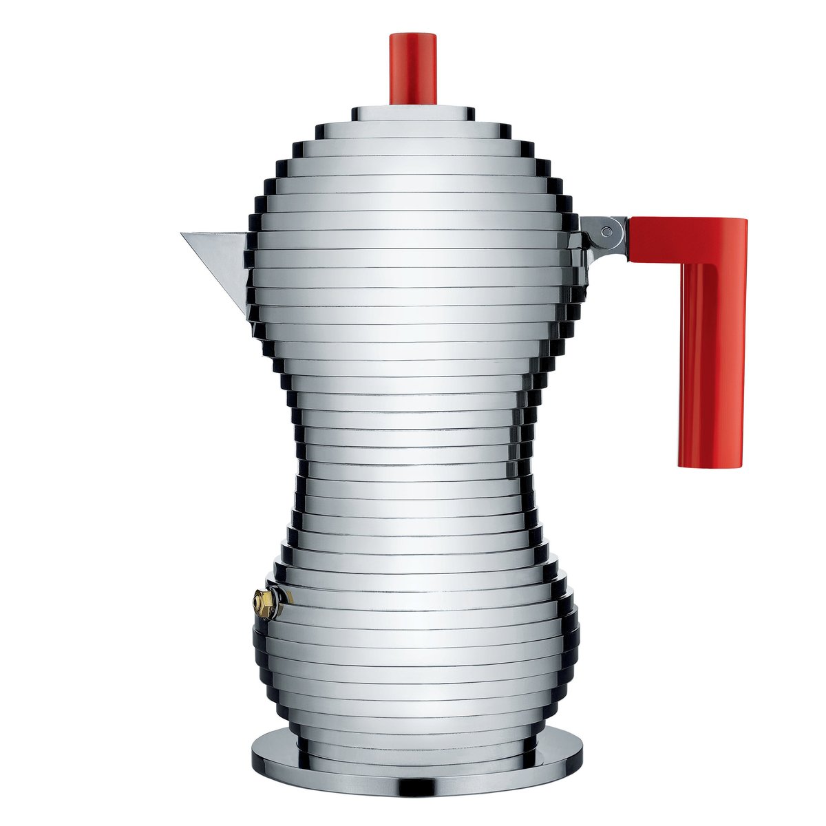 Alessi Pulcina Espressokocher 6 Kupfer Roter Henkel