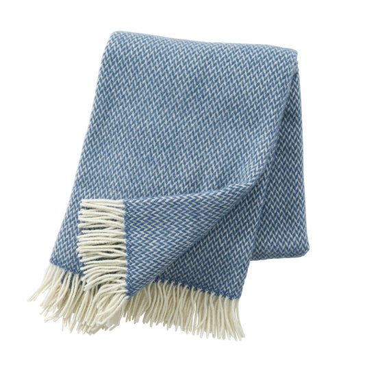 Klippan Yllefabrik Pulse wool throw china blue (blue)