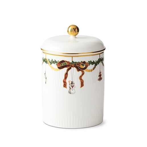 Royal Copenhagen Star Fluted Christmas anniversary jar with lid white