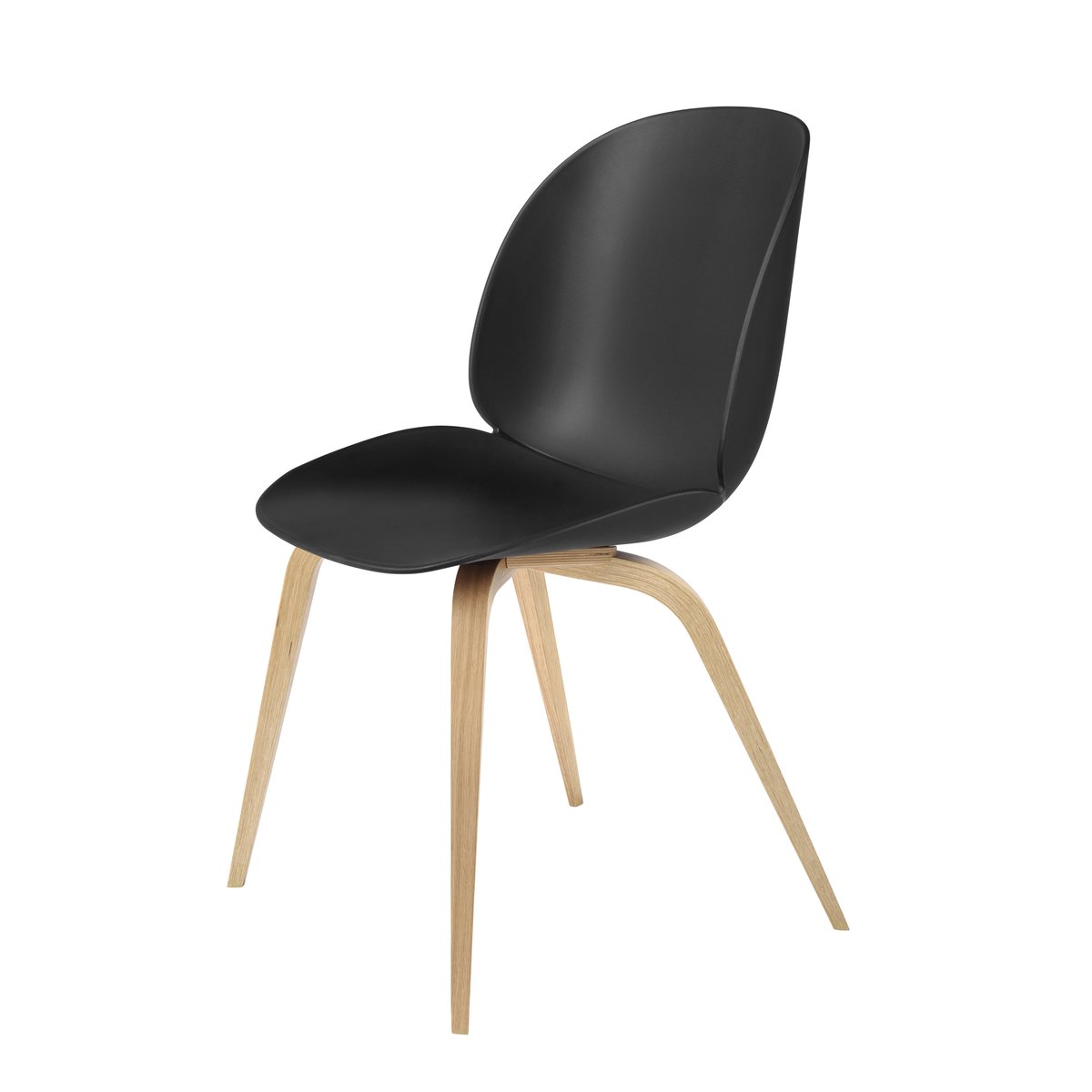 GUBI Beetle chair plastic with oak legs Black