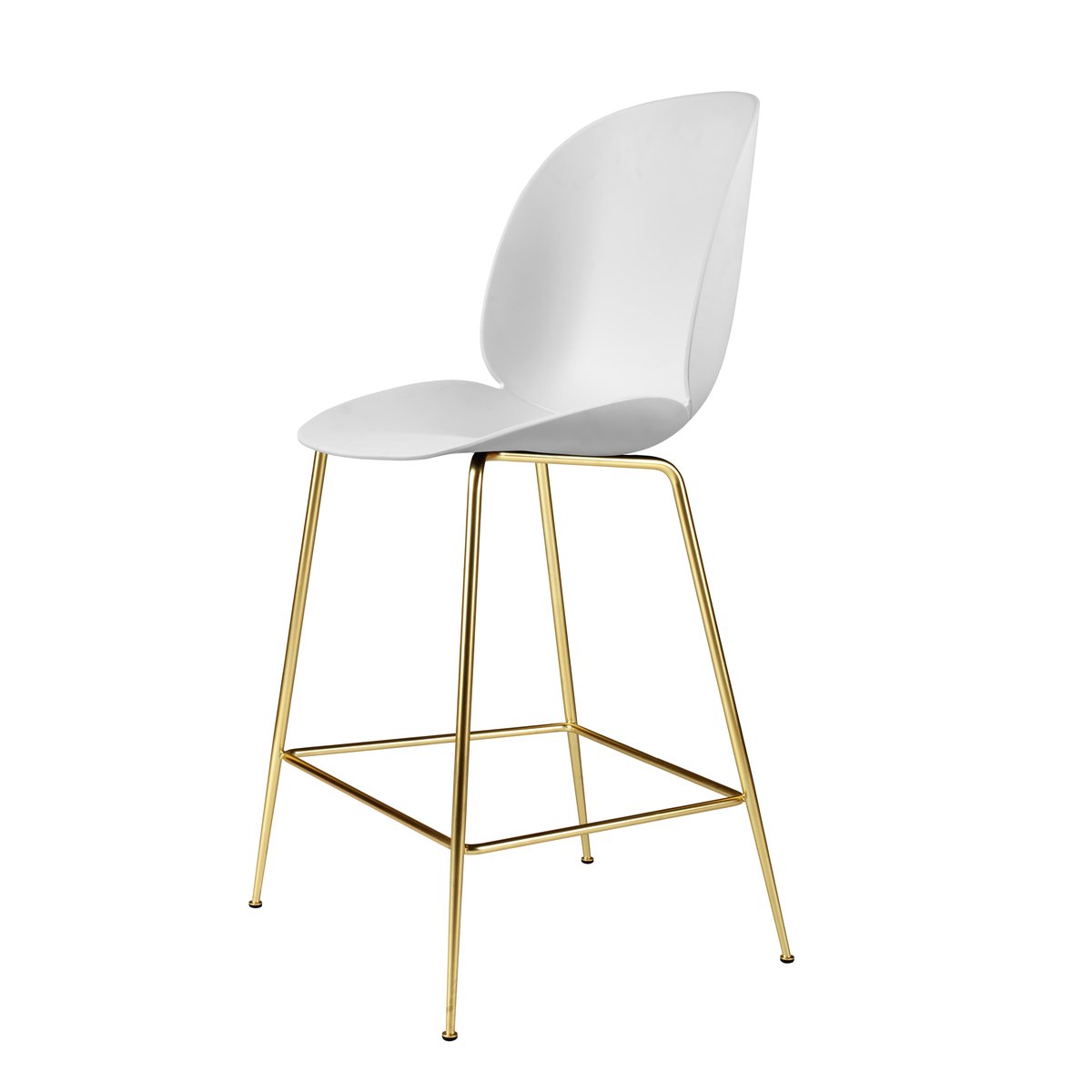 GUBI Beetle Barchair plastic with brass legs White