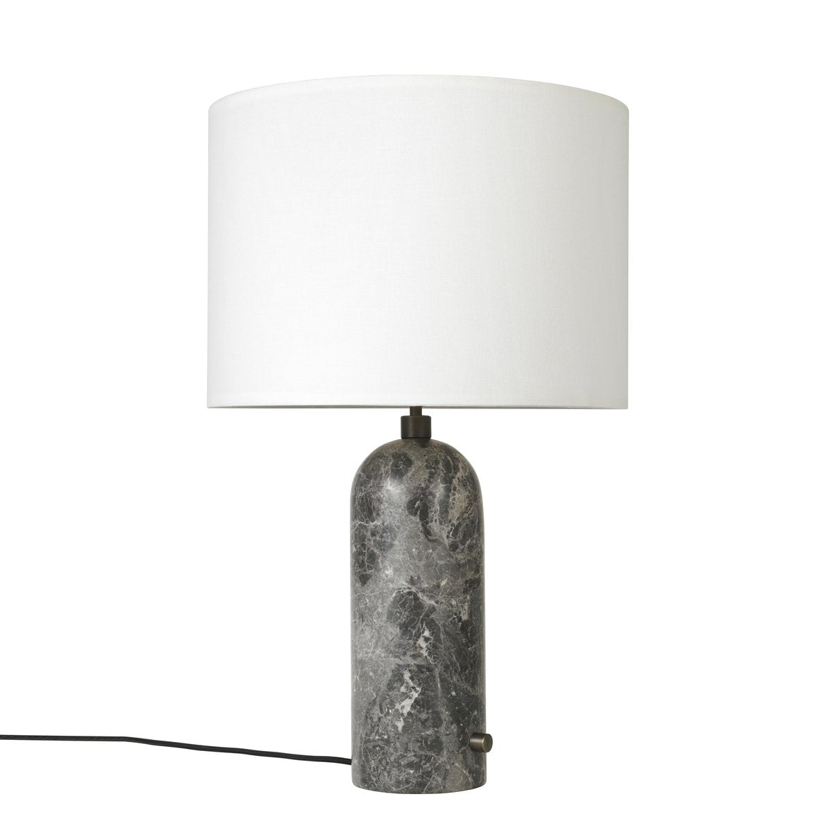 GUBI Gravity S bordslampa grey marble + vit skärm