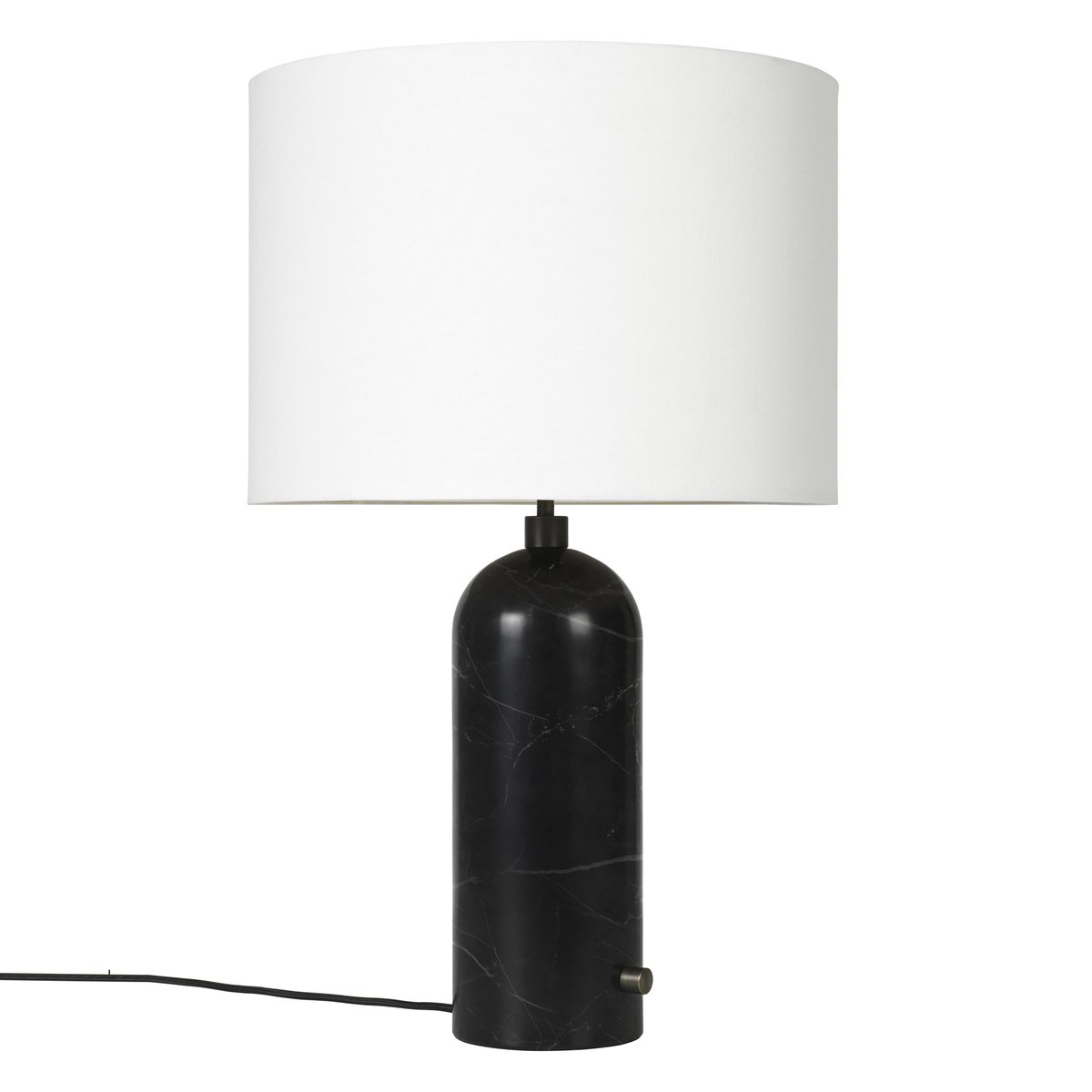 GUBI Gravity L bordslampa black marble + vit skärm