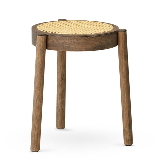 Northern Pal stool with rattan seat Smoked oak