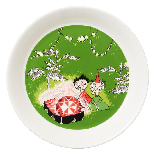 Arabia Thingumy & Bob King's Ruby Moomin plate green