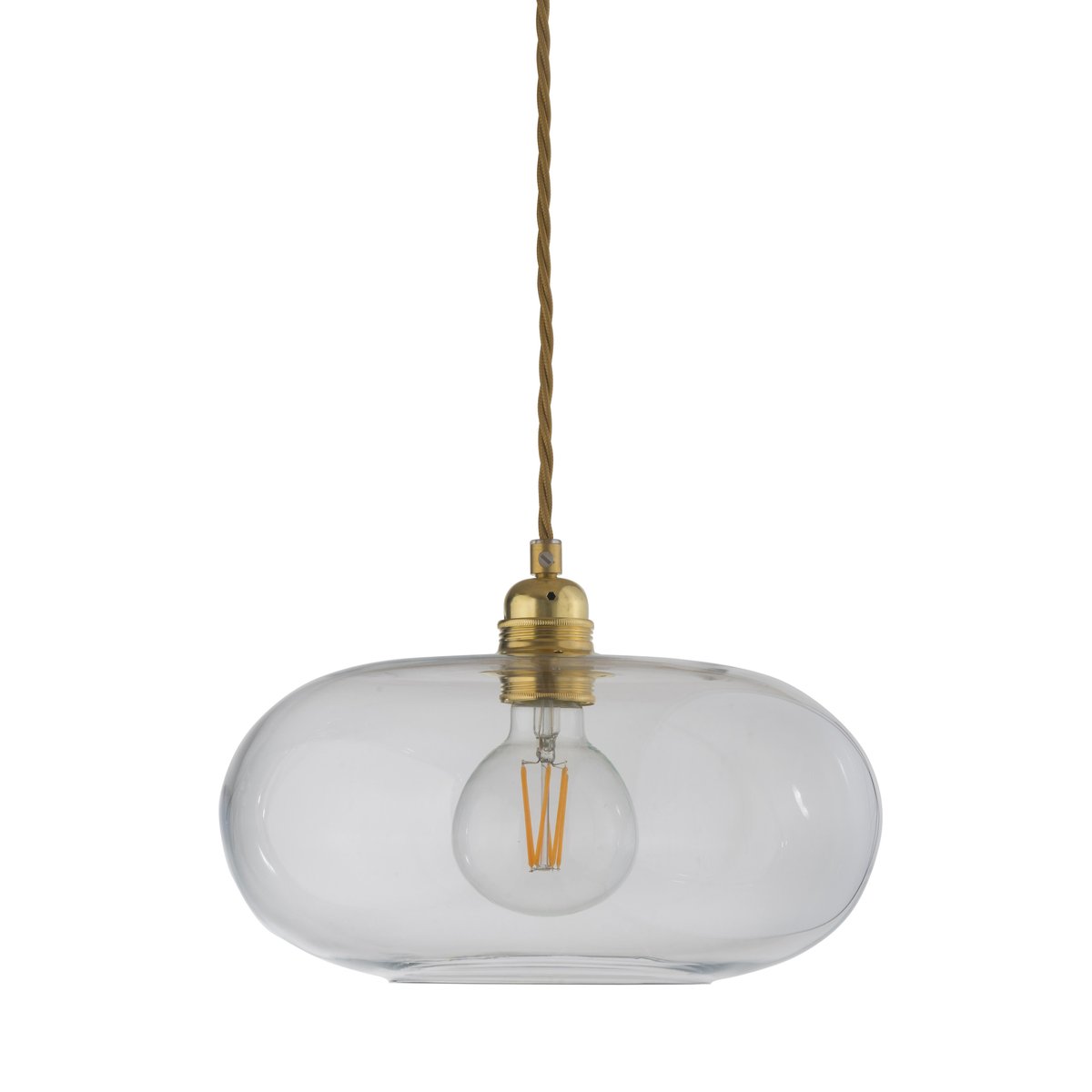 EBB & FLOW Horizon ceiling lamp Ø 29 cm clear + gold-coloured cord