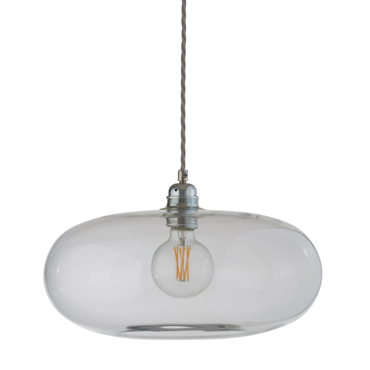 EBB & FLOW Horizon ceiling lamp Ø 36 cm clear + silver-coloured cord