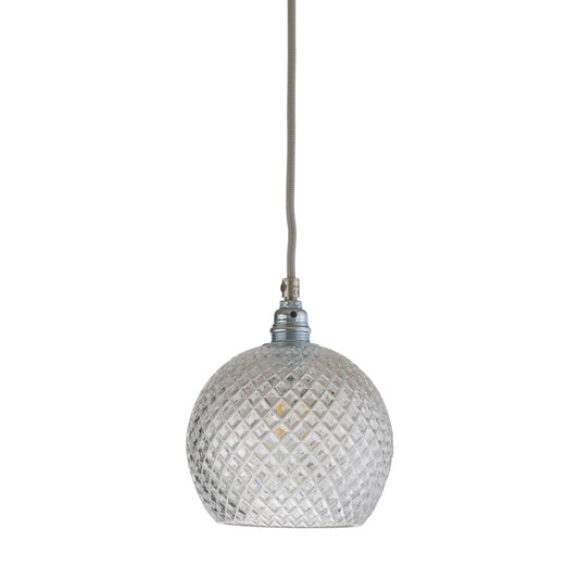 EBB & FLOW Rowan ceiling lamp Chrystal Ø 15.5 cm small + silver-coloured cord