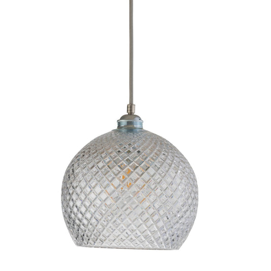 EBB & FLOW Rowan ceiling lamp Crystal Ø 22 cm small + silver-coloured cord