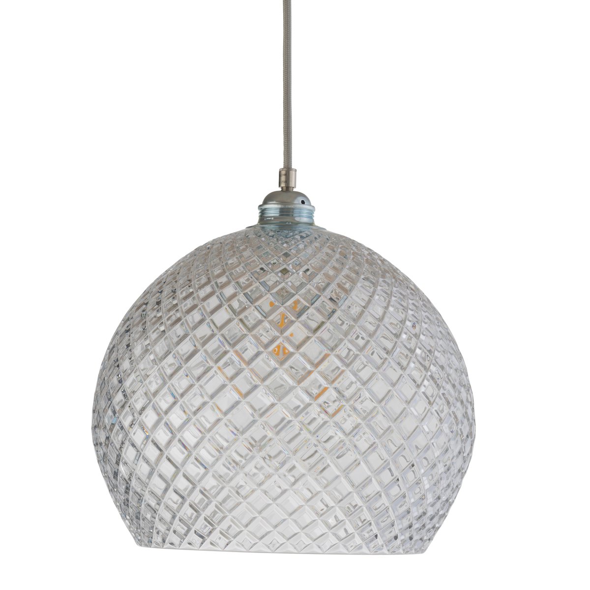 EBB & FLOW Rowan ceiling lamp Chrystal Ø 28 cm small + silver-coloured cord