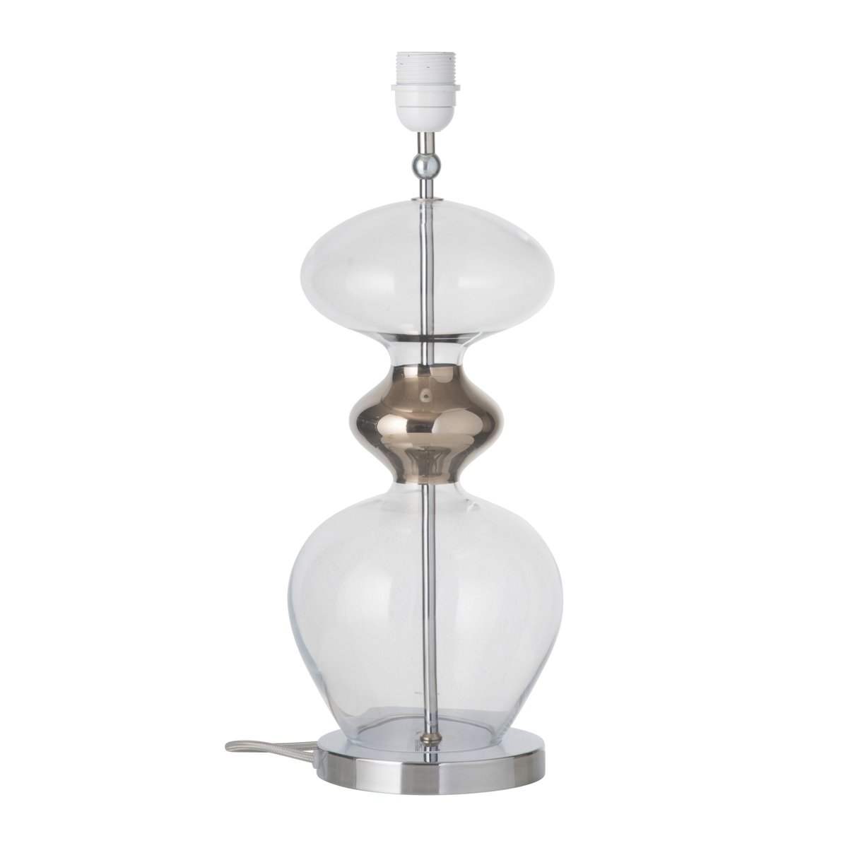 EBB & FLOW Futura lamp base clear + silver-coloured cord