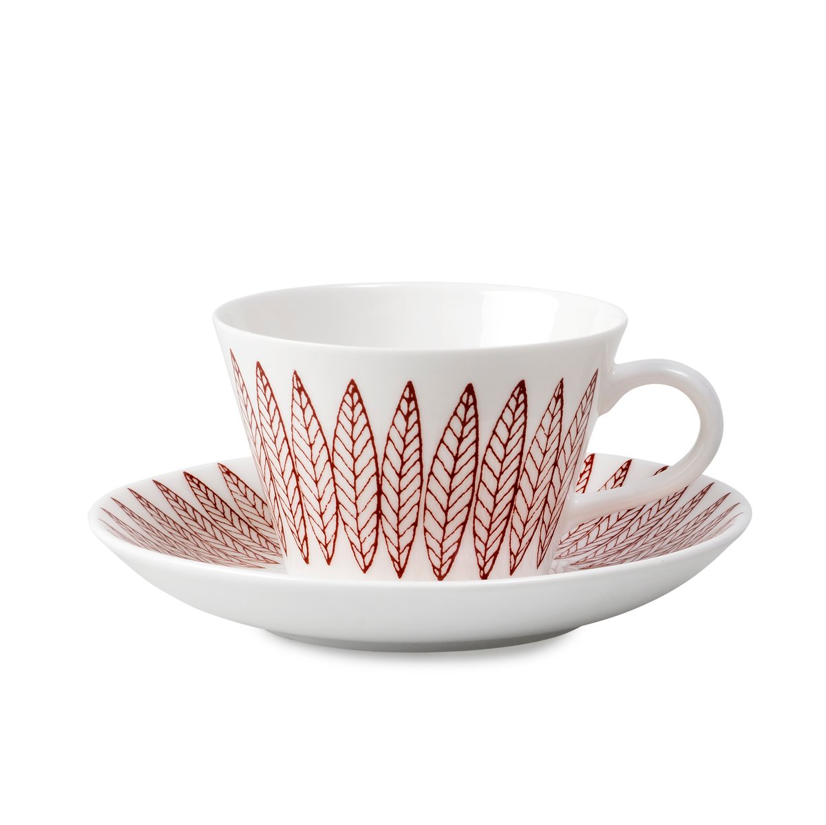 Gustavsbergs Porslinsfabrik Röd Salix Kaffee-Set, Kegel Kaffeetasse + Untersetzer