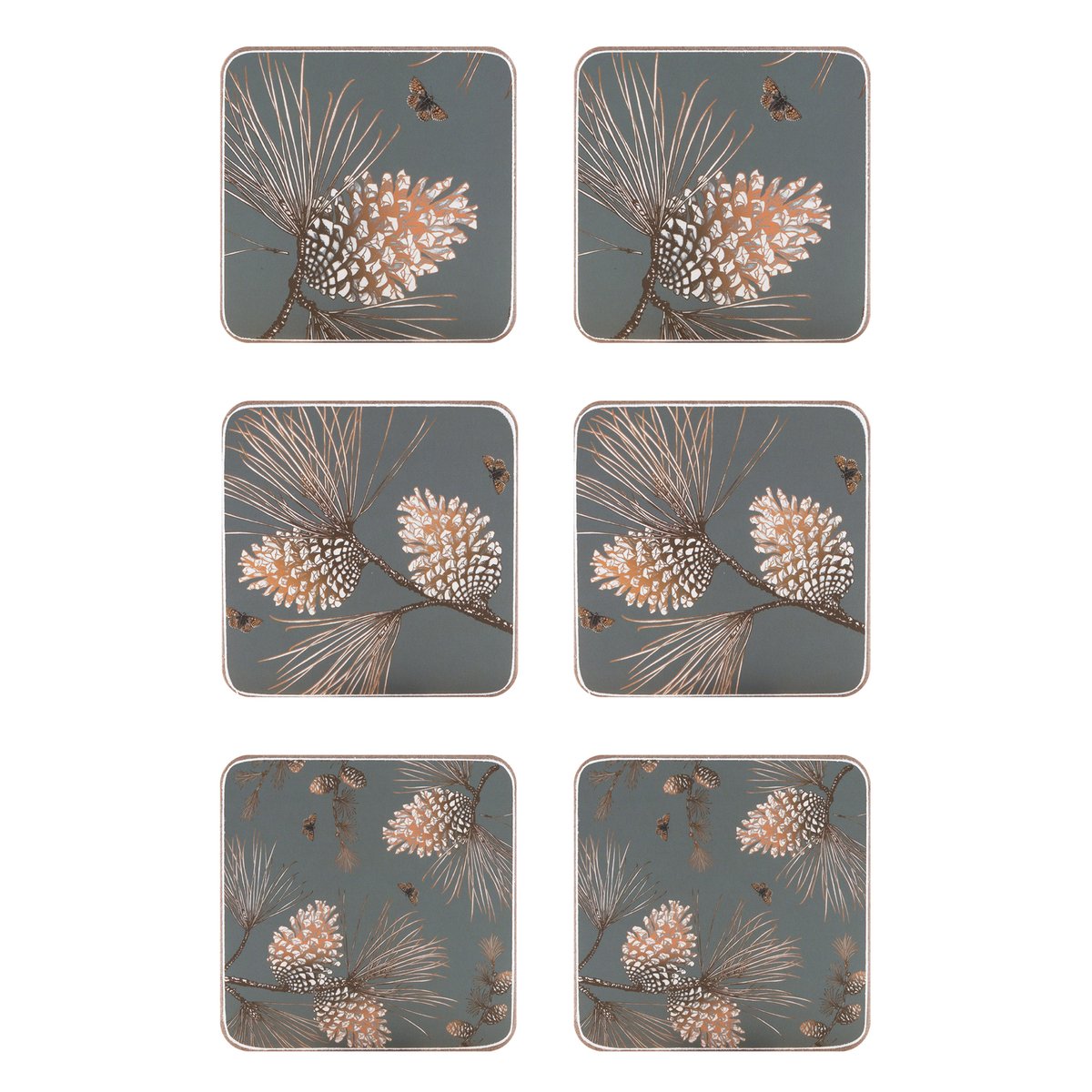 Åry Home Pine Cone coaster 6-pack moss grey