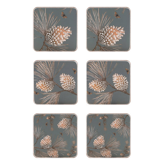 Åry Home Pine Cone coaster 6-pack moss grey