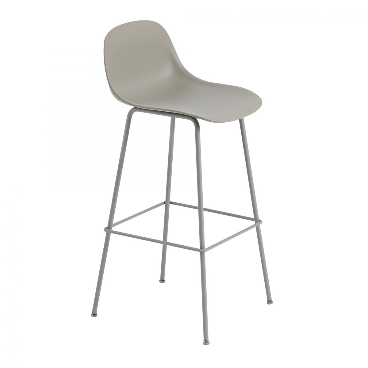 Muuto Fiber Tube Bar Chair With Back Rest 75 Cm Grey