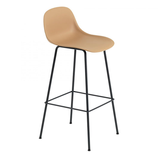 Muuto Fiber Tube Bar Chair With Back Rest 75 Cm Ochre-Black