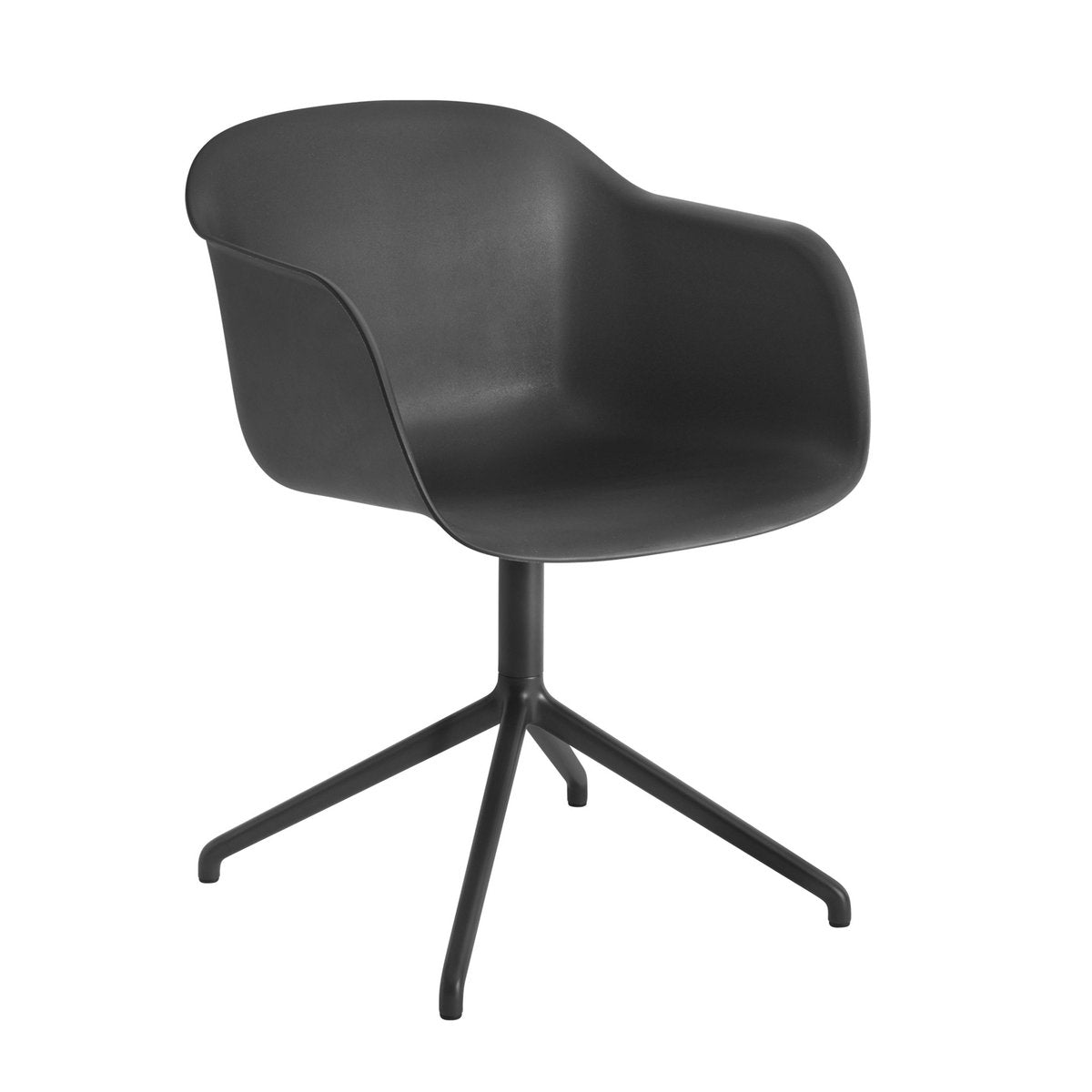 Muuto Fiber armchair Bürostuhl mit drehbarem Gestell Schwarz