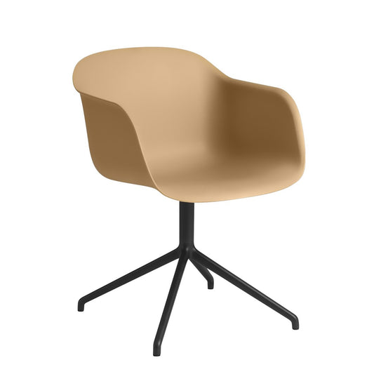 Muuto Fiber armchair Bürostuhl mit drehbarem Gestell Ocker-schwarz