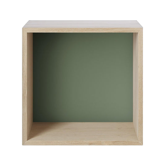 Muuto Stacked förvaringssystem med ryggskiva medium Oak-Dusty green