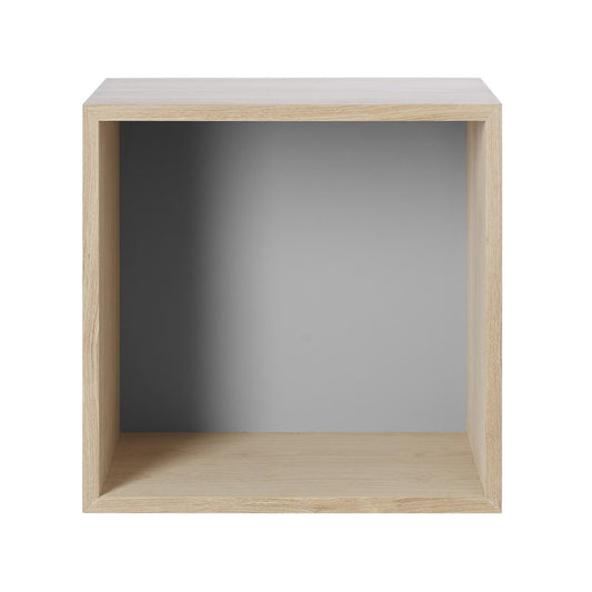 Muuto Stacked förvaringssystem med ryggskiva medium Oak-Light grey