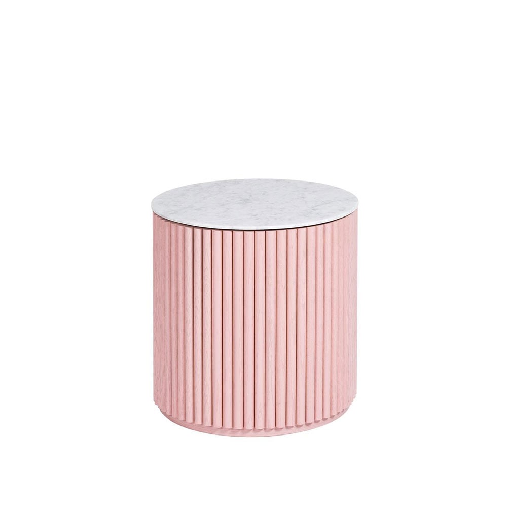 Asplund Petit Palais Beistelltisch Dusty pink, h42, Topplatte Carraramarmor