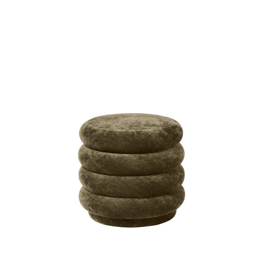 ferm LIVING Pouf Round sittpuff tyg faded velvet 3 forest