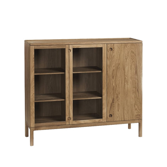 Stolab Prio hohes Sideboard Eiche natürlich geölt, Glastüre