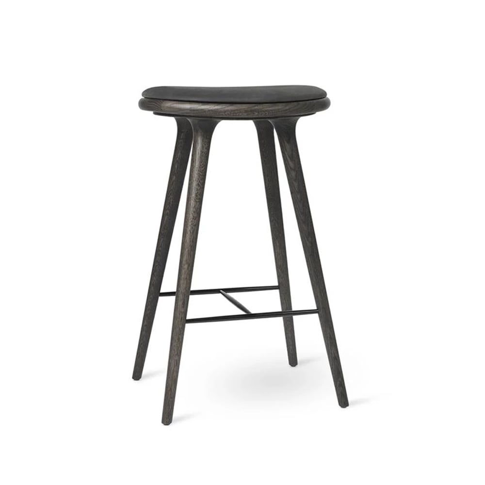 Mater High stool barpall låg 69 cm läder svart, sirka grey ek