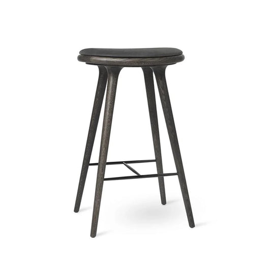 Mater High stool barpall låg 69 cm läder svart, sirka grey ek