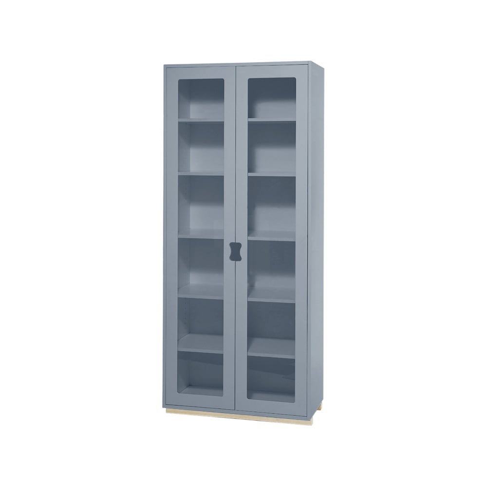 Asplund Snö F Hochschrank Vitrine Nordic blue, Birkensockel,  30 cm