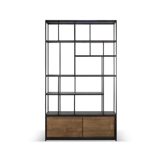 Ethnicraft Studio Rack hylla 205x120 cm Teak med 2 dörrar