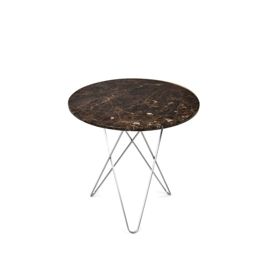 OX Denmarq Tall Mini O Table soffbord marmor brun, rostfritt stativ