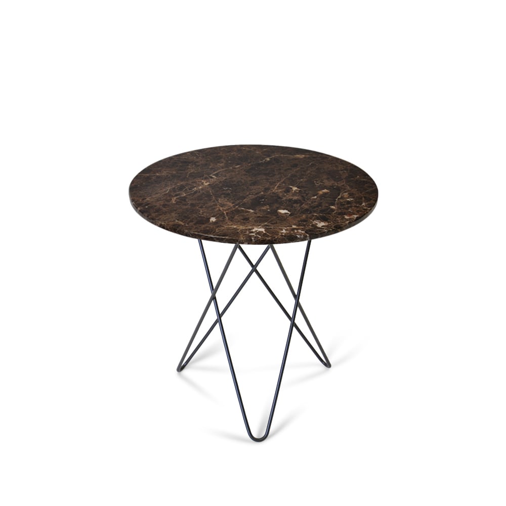 OX Denmarq Tall Mini O Table soffbord marmor brun, svartlackat stativ