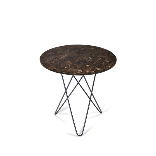 OX Denmarq Tall Mini O Table soffbord marmor brun, svartlackat stativ