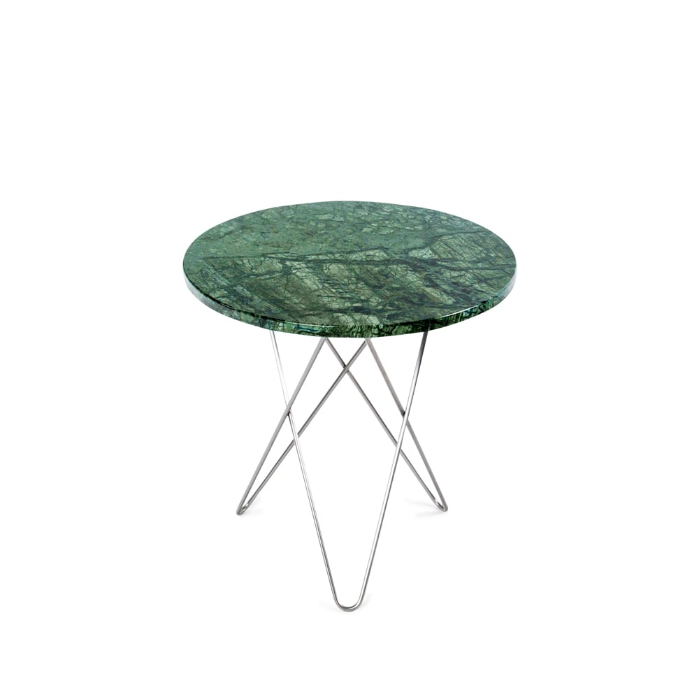 OX Denmarq Tall Mini O Table soffbord Marmor grön, rostfritt stål