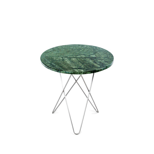 OX Denmarq Tall Mini O Table soffbord Marmor grön, rostfritt stål