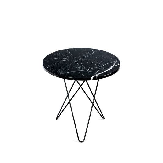 OX Denmarq Tall Mini O Table soffbord Marmor svart, svartlackat stativ