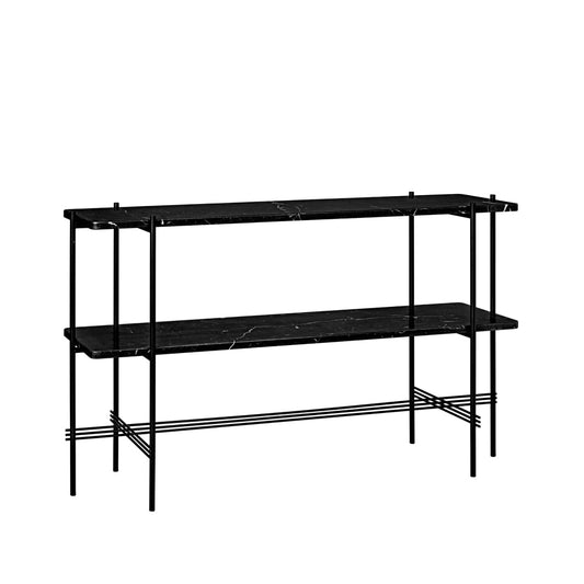 GUBI TS Console avlastningsbord 120x30x72 cm black marquina marble-svart stativ-2 marmorhyllor