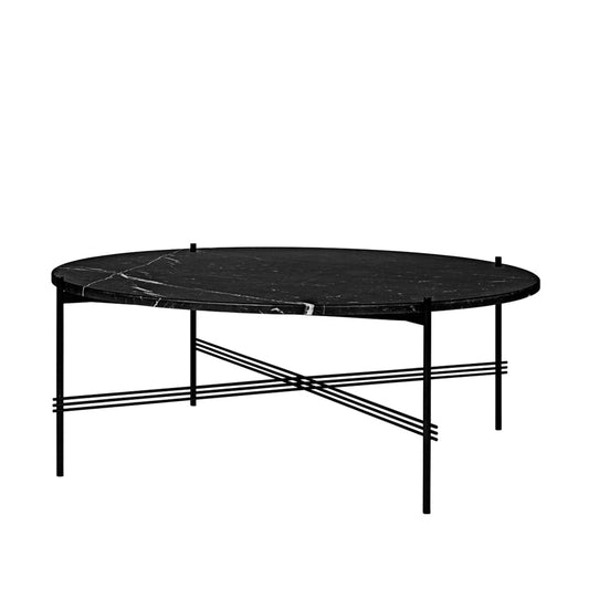 GUBI TS Round Beistelltisch Black marquina marble, ø105, schwarzes Gestell